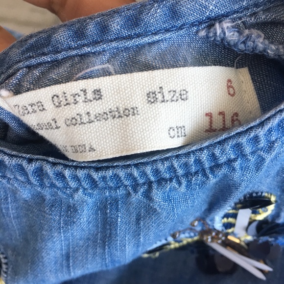 Zara Girls: Beaded/ Embroidered Chambray Dress - Picture 5 of 6